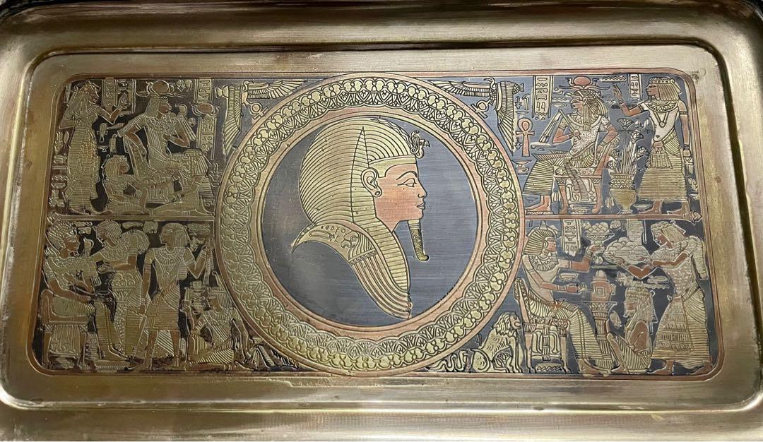 Vintage Ancient Egyptian-Themed Brass Wall Plaque with Copper Inlay –  Traveling Man Treasures
