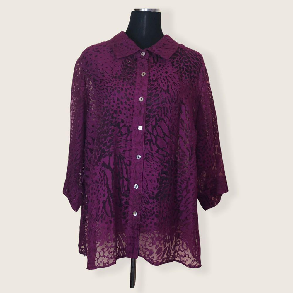 White stag purple lace plus size blouse Women s Fashion Tops
