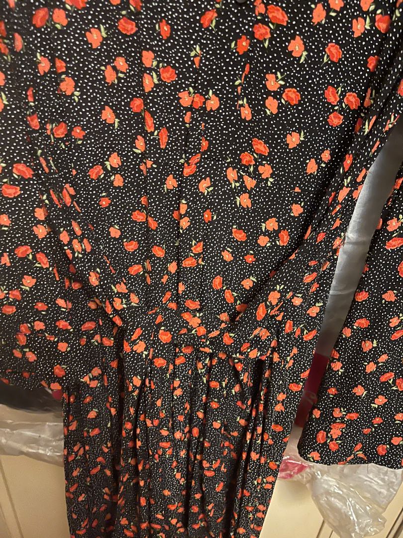 Red floral maxi dress zara hot sale