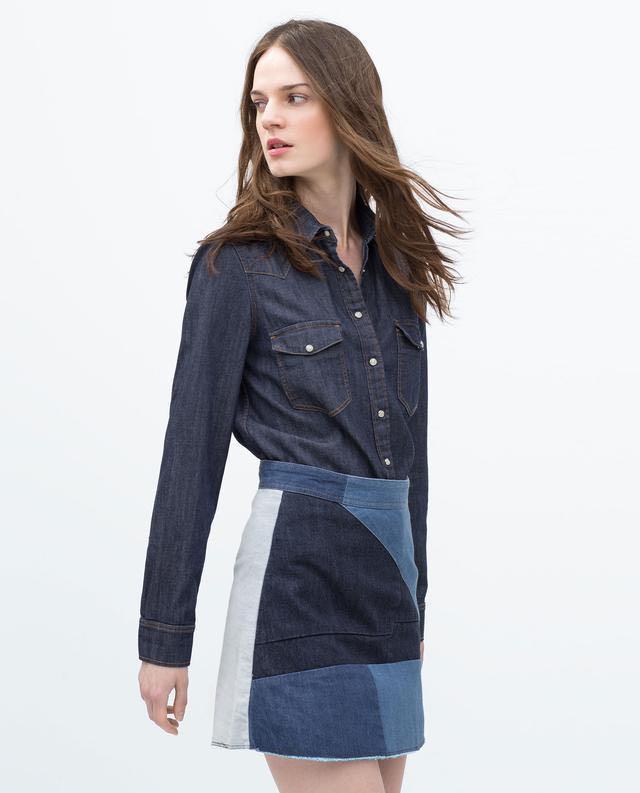 Zara Patchwork Denim Skirt, Women's Fashion, Bottoms, Skirts on