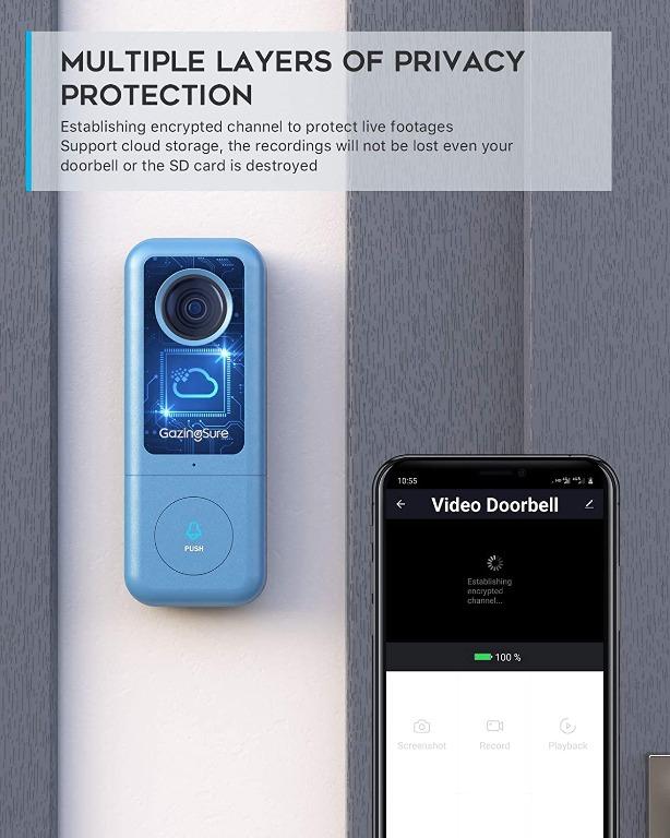 [2020 Newest] 2K WiFi Video Doorbell Camera GazingSure Alexa Smart
