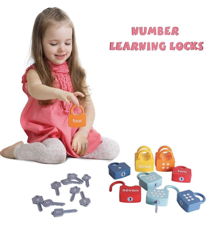 20 PCs Early Learning Padlocks Set Numbers Lock And Keys Educational 