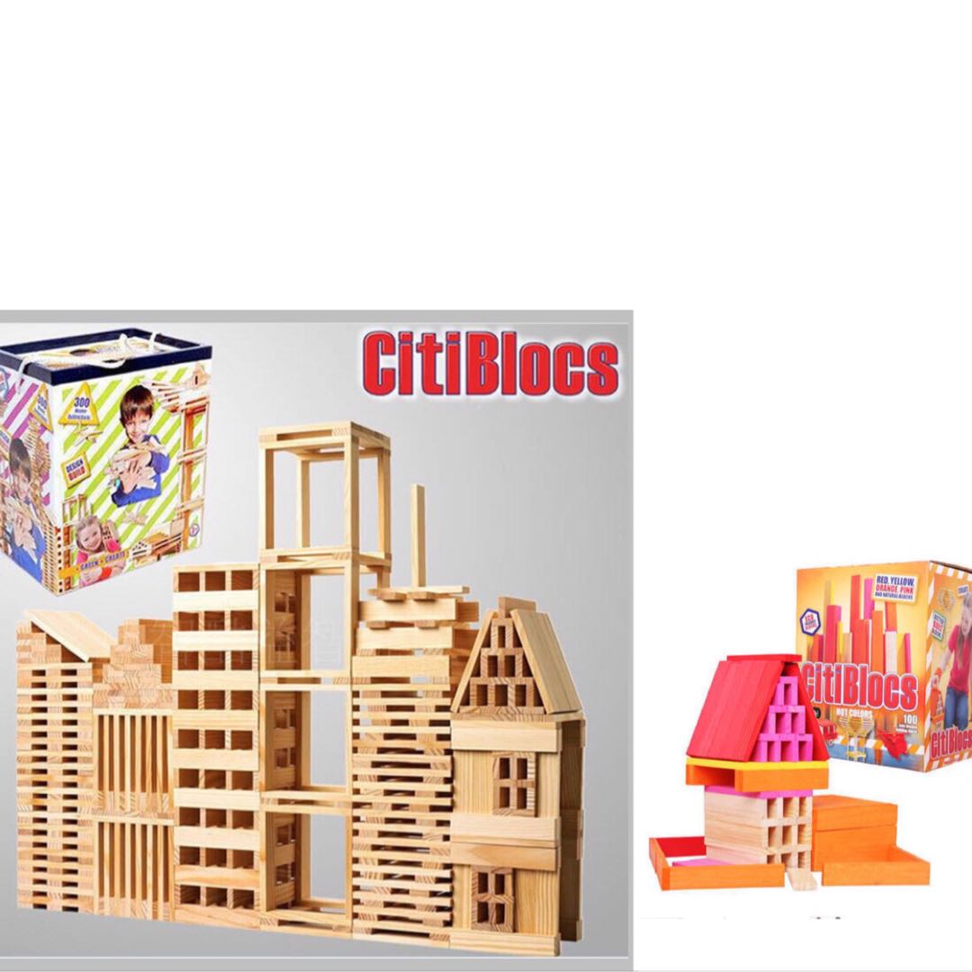 50 300 Pieces CitiBlocs Wooden Building Blocks for Kids STEM Toys