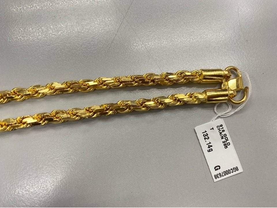916 real gold 22k Full solid Gold Chain 132.12 Men s Fashion
