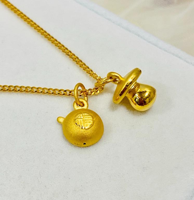999 24K Gold Pacifier Bowl Spoon Pendant D750 D751 D659