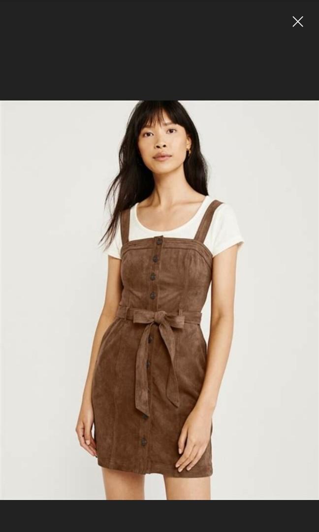 Abercrombie Fitch Suede Dungaree Dress