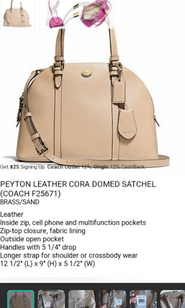 Authentic COACH Peyton leather cora domed satchel Luxury Bags