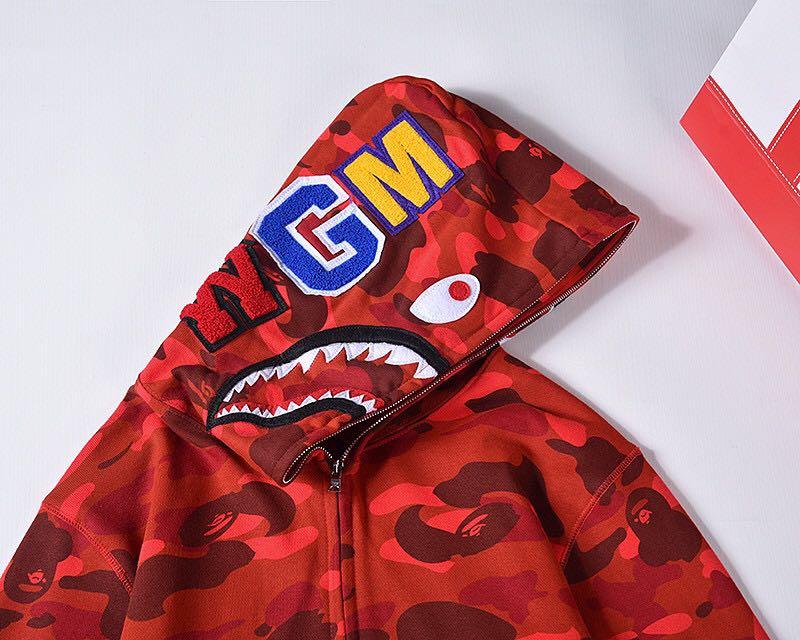 Red camo shark hoodie best sale
