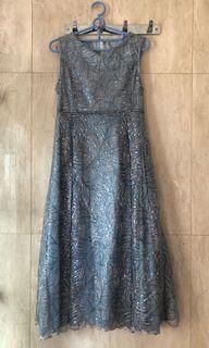 Blue-Silver Party / Cocktail Midi Dress
