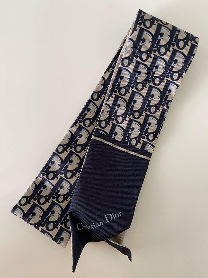 BRAND NEW UNUSED Dior Oblique Mitzah Scarf Navy Blue Silk Twill