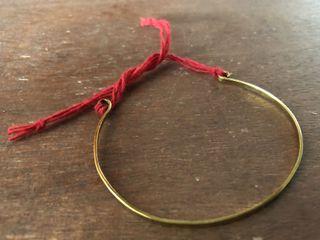 Brass Bracelet with red string (for protection
