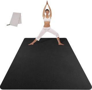 CAMBIVO Large Yoga Mat (6'x 4'), Extra Wide TPE Mat for Men and Women, 1/4" Thick Exercise Fitness Mat for Home Gym, Yoga, Pilates, Workout