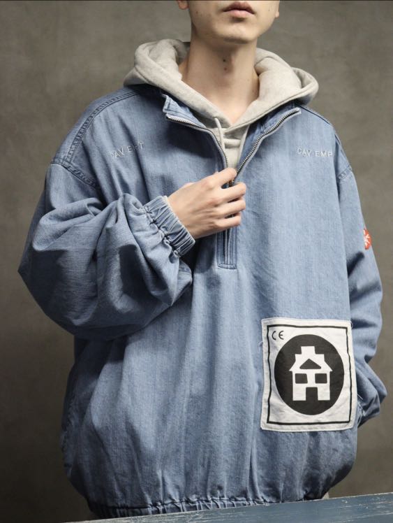 C.E Cav Empt BLEACHED DENIM HALF ZIP JACKET 半拉鍊夾克L碼, 他的