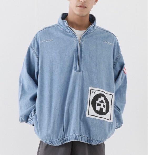 C.E Cav Empt BLEACHED DENIM HALF ZIP JACKET 半拉鍊夾克 L碼