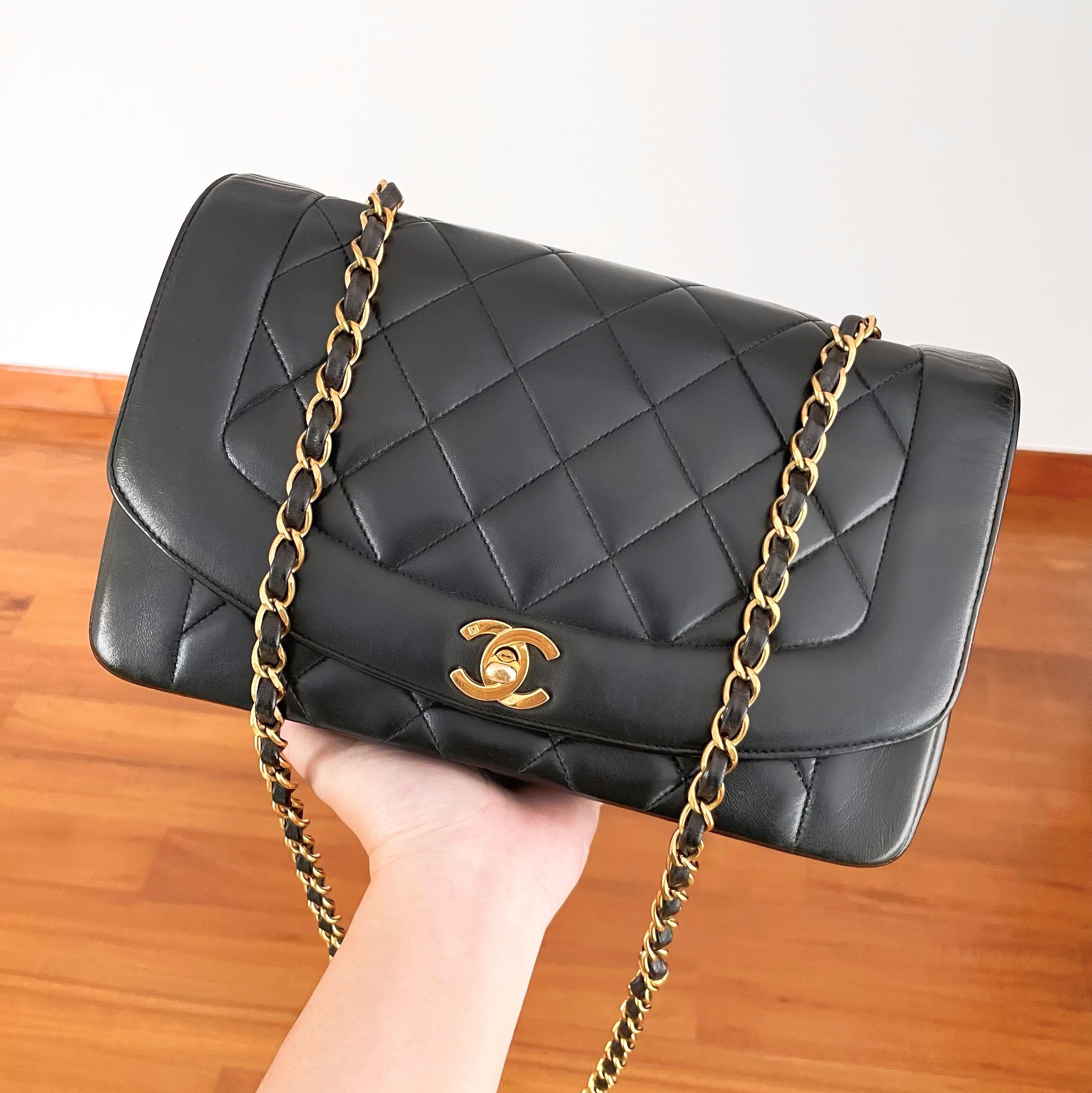 Chanel Vintage Diana Medium in Black Lambskin 24k GHW, Luxury, Bags &  Wallets on Carousell