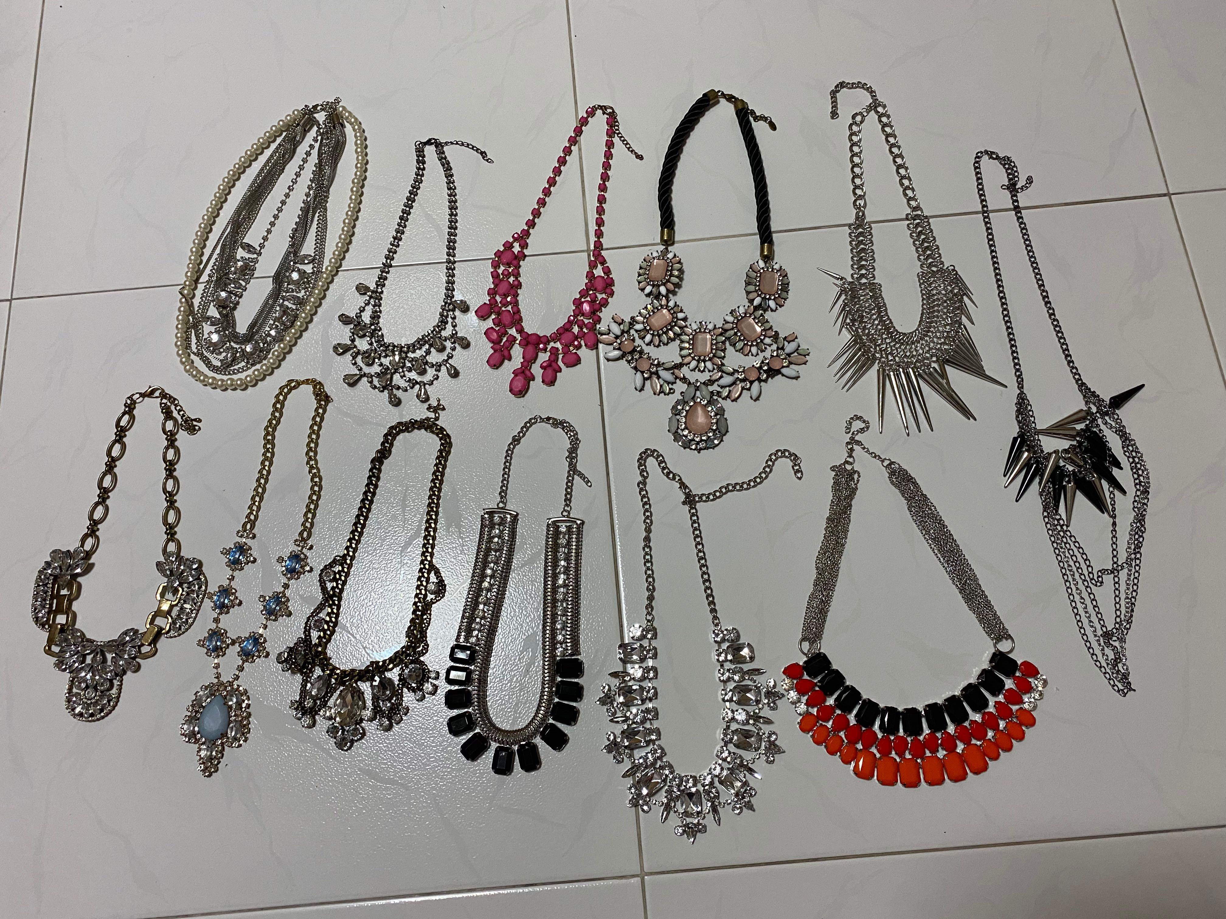 Chunky silver necklace costume jewelry on sale