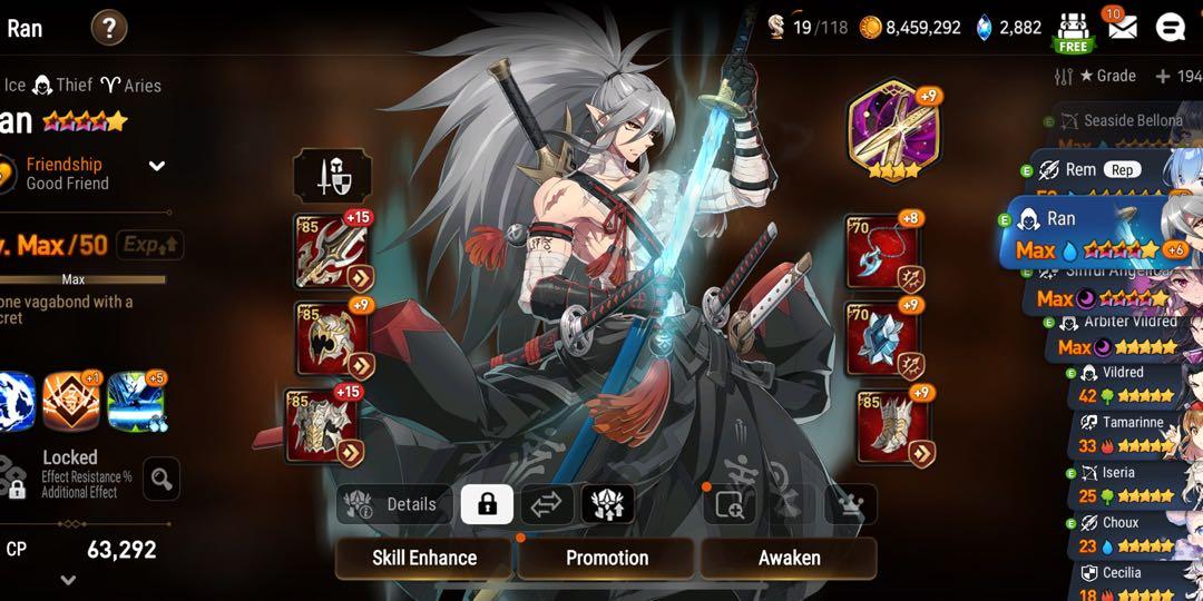 Updated Epic seven limited heroes account seaside Bellona Rem Ran milim