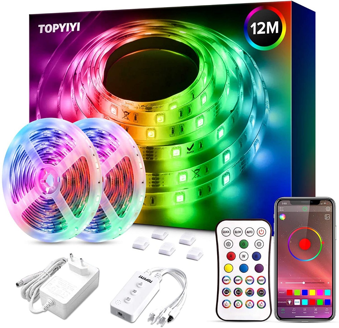 LED Strip Lights with Remote 6M 12M TOPYIYI Music Sync Colour