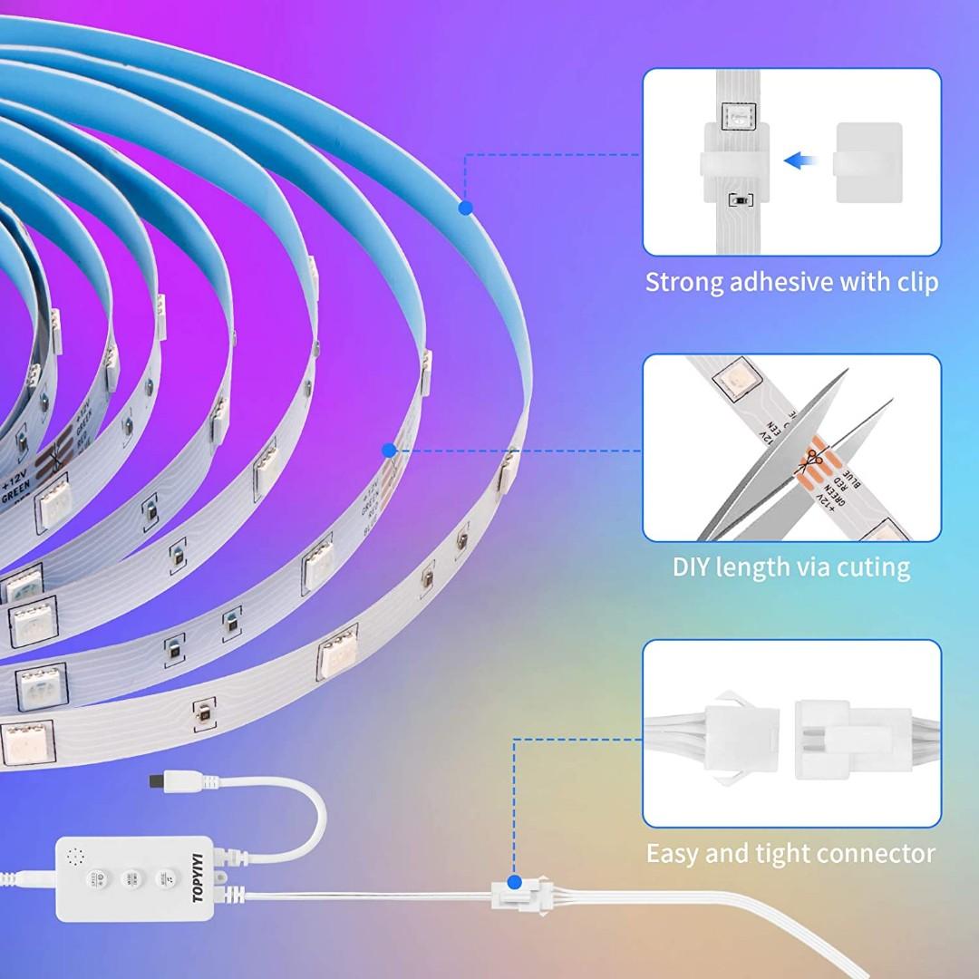 LED Strip Lights with Remote, 6M/12M TOPYIYI Music Sync Colour