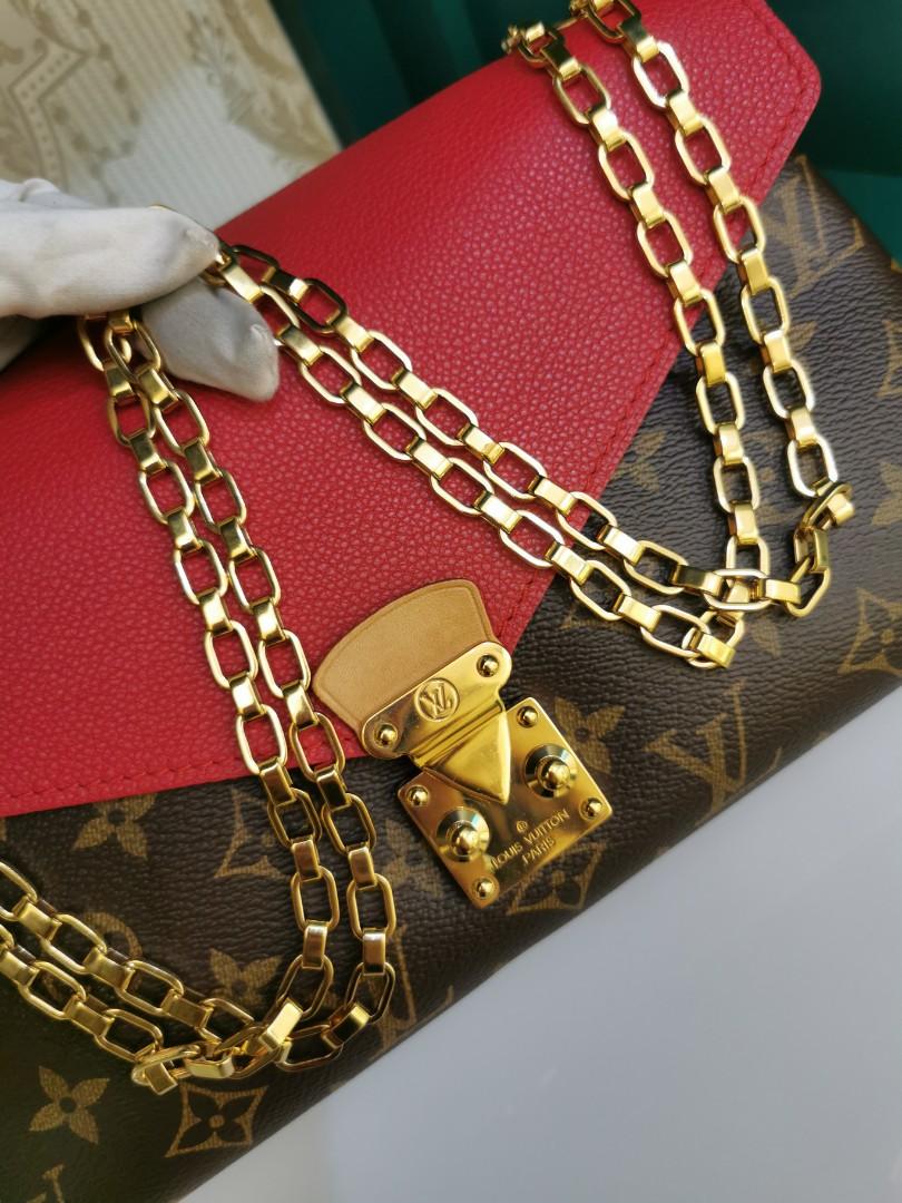 Louis Vuitton Pallas chain bag monogram canvas / calfskin red GHW