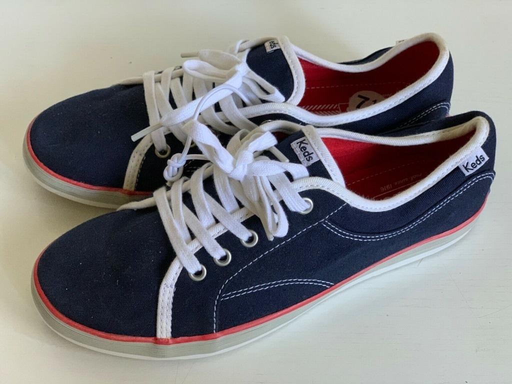NEW KEDS RALLY NAVY BLUE WHITE RED LACE UP CANVAS SHOES SNEAKERS 7.5 38 SALE Women s Fashion Footwear Sneakers on Carousell