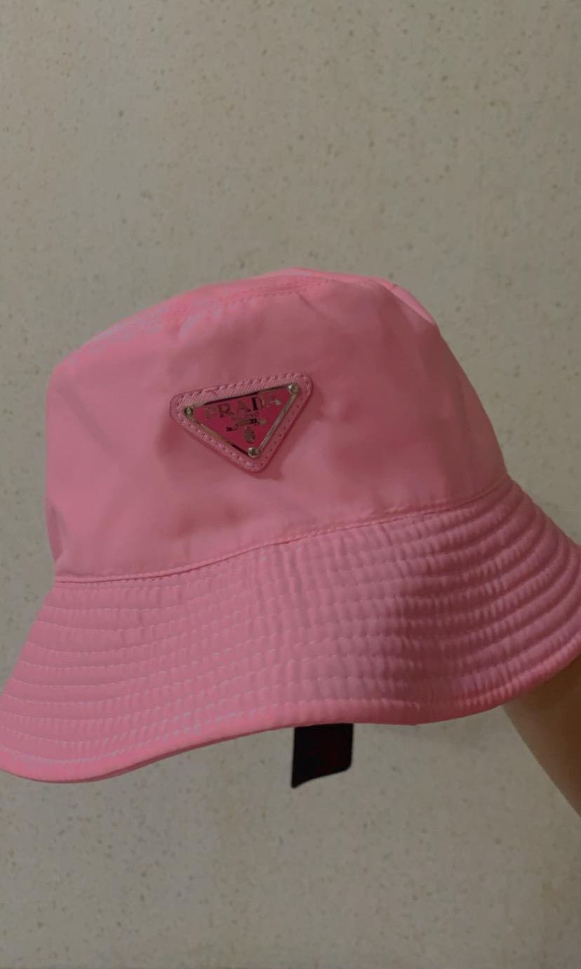 pink prada bucket hat