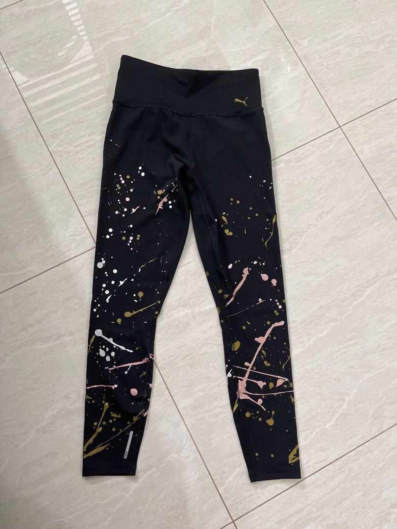 Puma metal splash splatter women s training tights Women s Fashion Activewear on Carousell