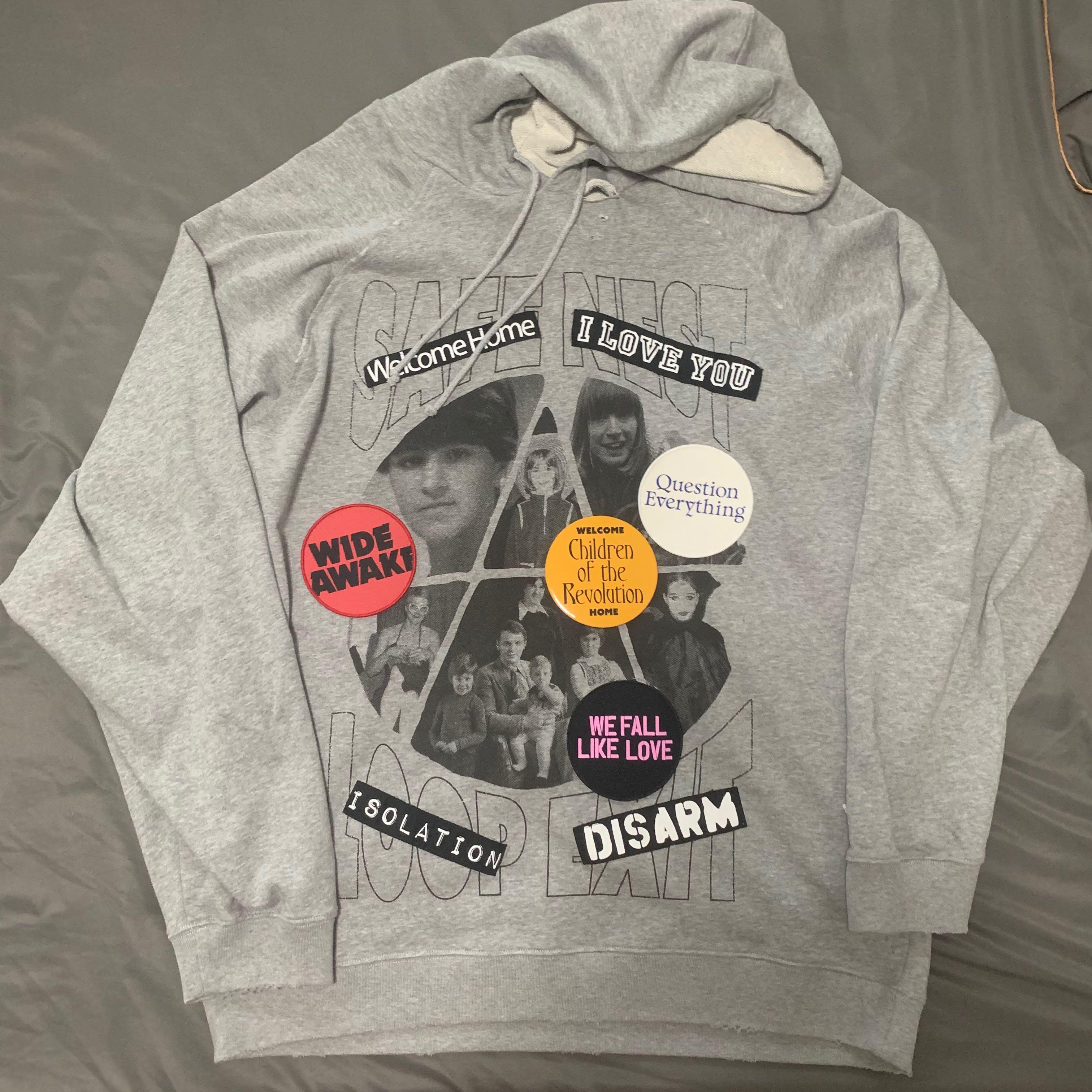 Raf Simons Grey destroyed hoodie sweater, Men