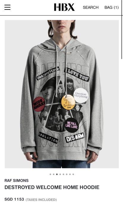 Raf Simons Grey destroyed hoodie sweater Men s Fashion Tops