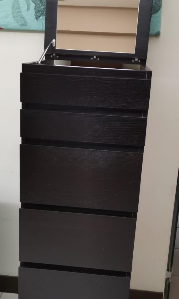 Selling IKEA Malm Chest of 6 Drawers with Mirror, Furniture & Home