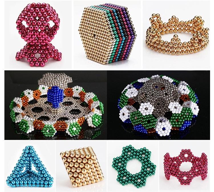 216Pcs 5mm DIY Magic Magnet Magnetic Blocks Balls Sphere Cube Beads Puzzle  Building Toys Stress Reliever Light blue