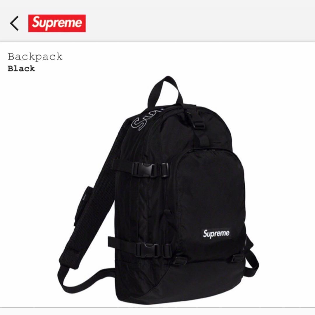 Supreme backpack 19FW Black, 名牌, 手袋及銀包- Carousell