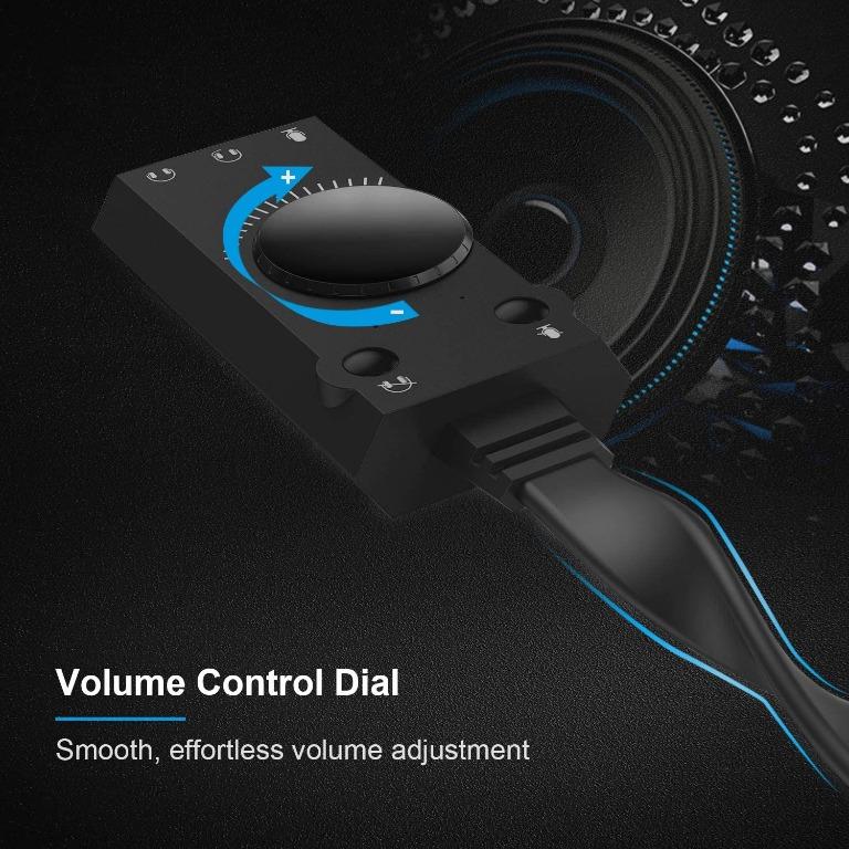 TechRise USB Sound Card, USB External Stereo Sound Adapter Splitter Converter with Volume