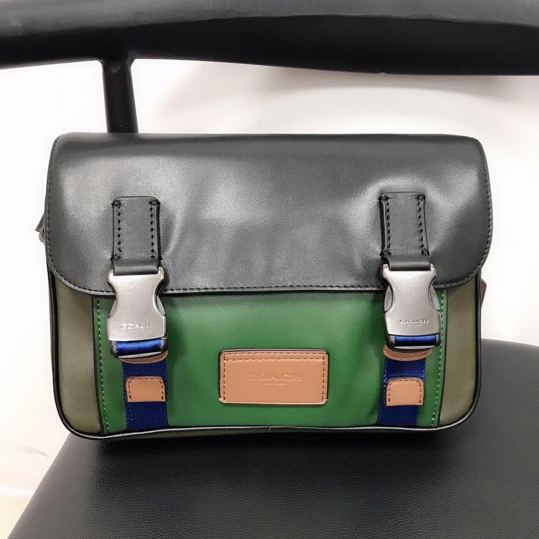 帯電防止処理加工 希少 coach コーチ トラッククロスボディ カラーブロック c4021 美品