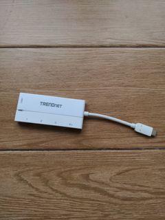 USB-C to 4-Port USB 3.0 Hub with Power Delivery usbc trendnet