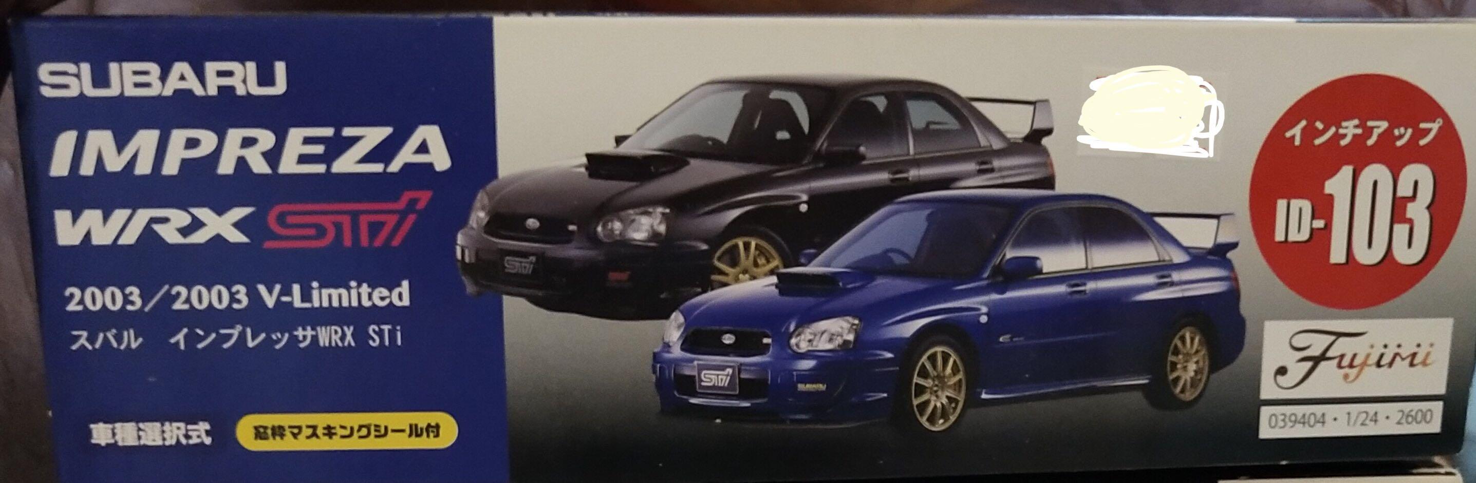 1:24 Fujimi Subaru WRX STi 2003 V-limited 模型車一盒, 興趣及遊戲 