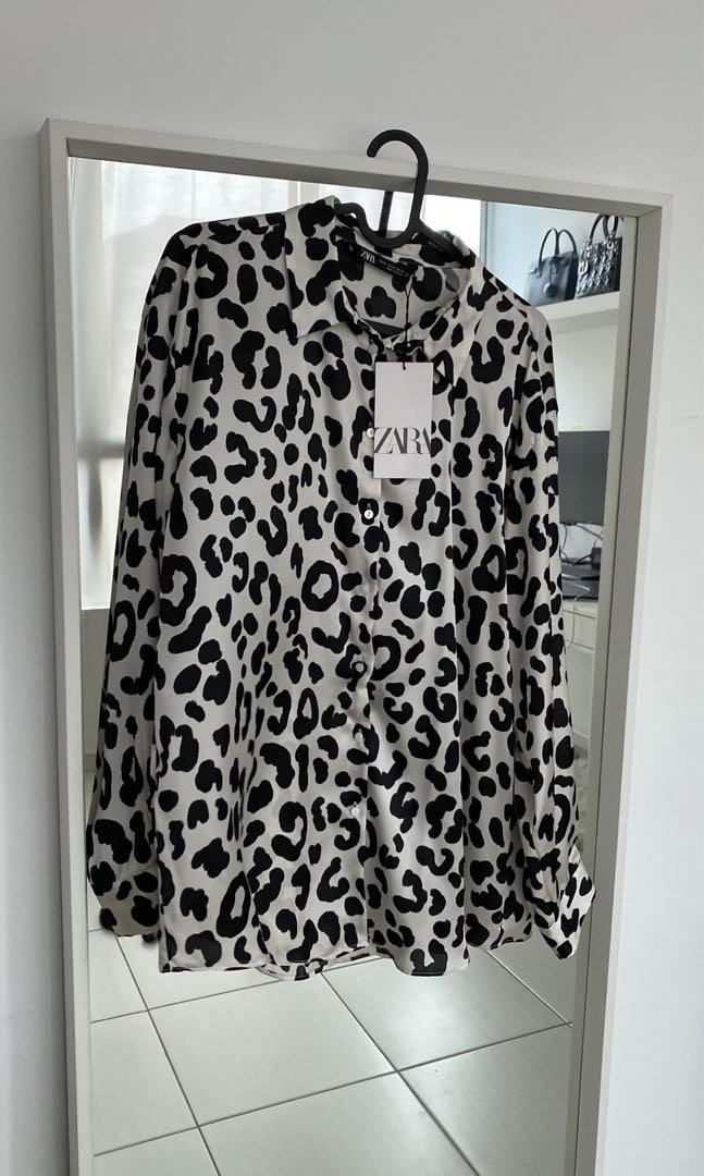 ZARA Animal Print Oversized Top (XL Size), Women's Fashion, Tops, Blouses  on Carousell