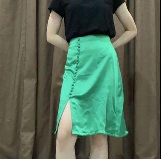 Zara Green Satin Skirt