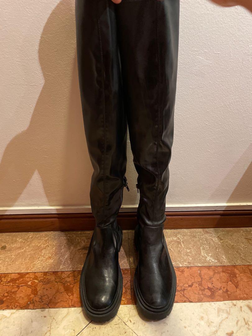 Flat stretch clearance boots zara