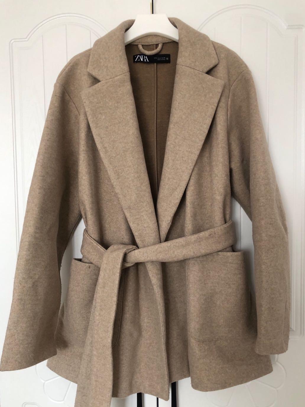 ZARA Wool Wrap Coat Blazer with Belt Women s Fashion Coats