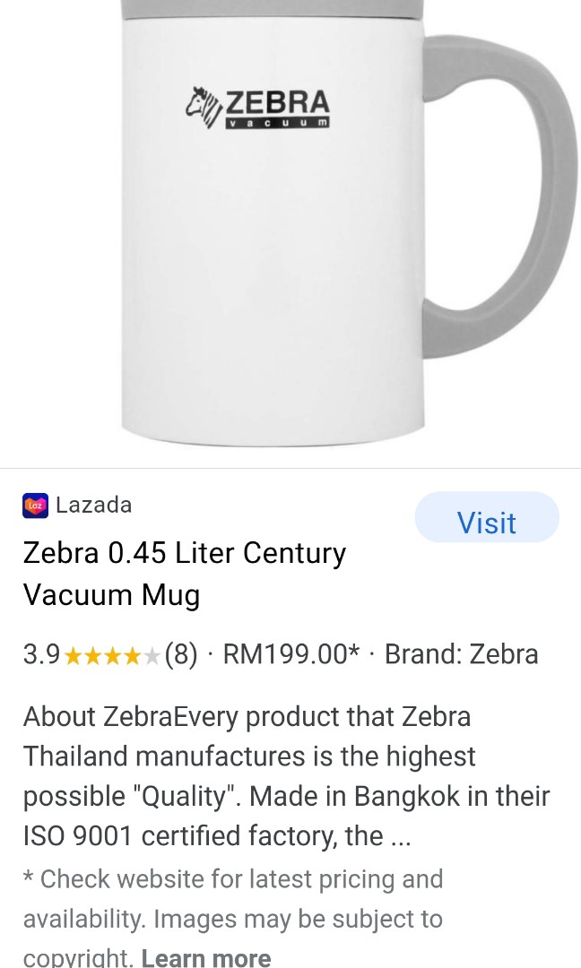 Zebra vacuum mug, TV & Home Appliances, Vacuum Cleaner & Housekeeping