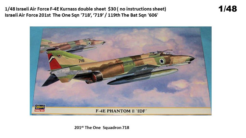 1 48 1 72 Israeli Air Force F 4 F 15 F 16 Decals no instruction sheet