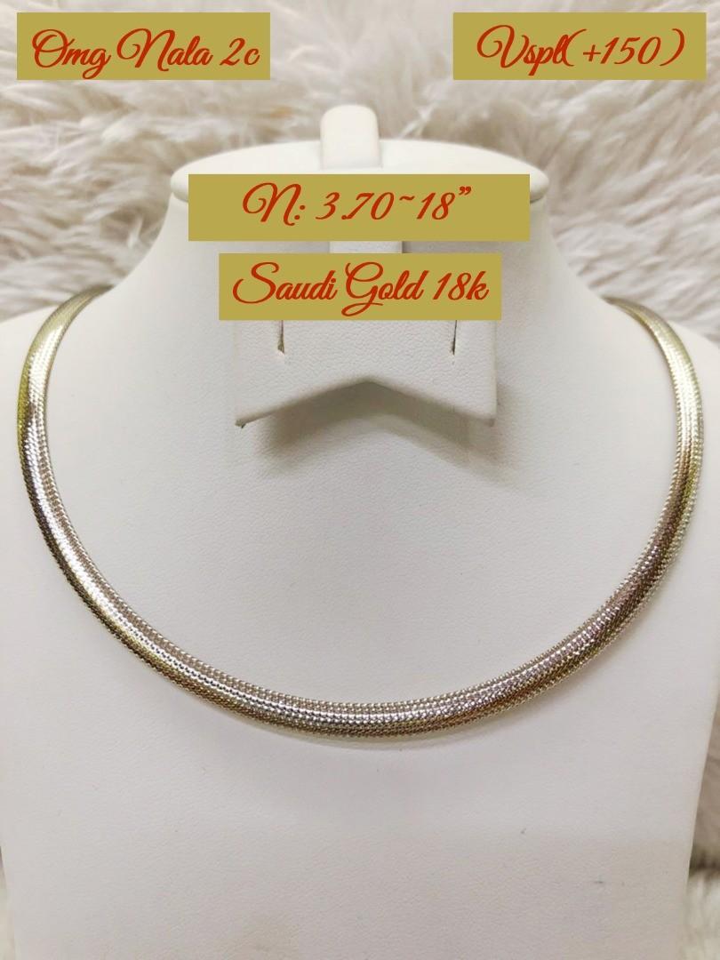 18k Saudi Gold Necklace Two-tone Omega 