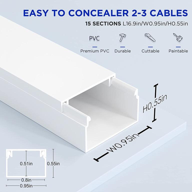 1m Corner Cable Concealer, Delamu Wire Covers For Cords, Corner