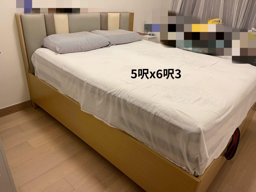雙人油壓床 3櫃桶 有光 床架闊68吋 長81吋 床褥尺寸五尺 6尺三 不包床玉 傢俬 家居 傢俬 床架及床褥