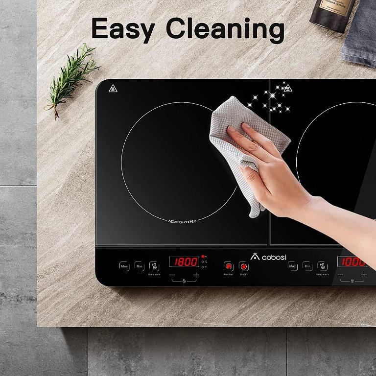 Aobosi Induction Hob,Double Induction Hotplate,Portable Electric Cooker with Sensor Touch