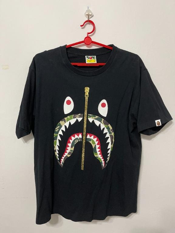 Bape Shark Tee with Golden Zip Men s Fashion Tops Sets