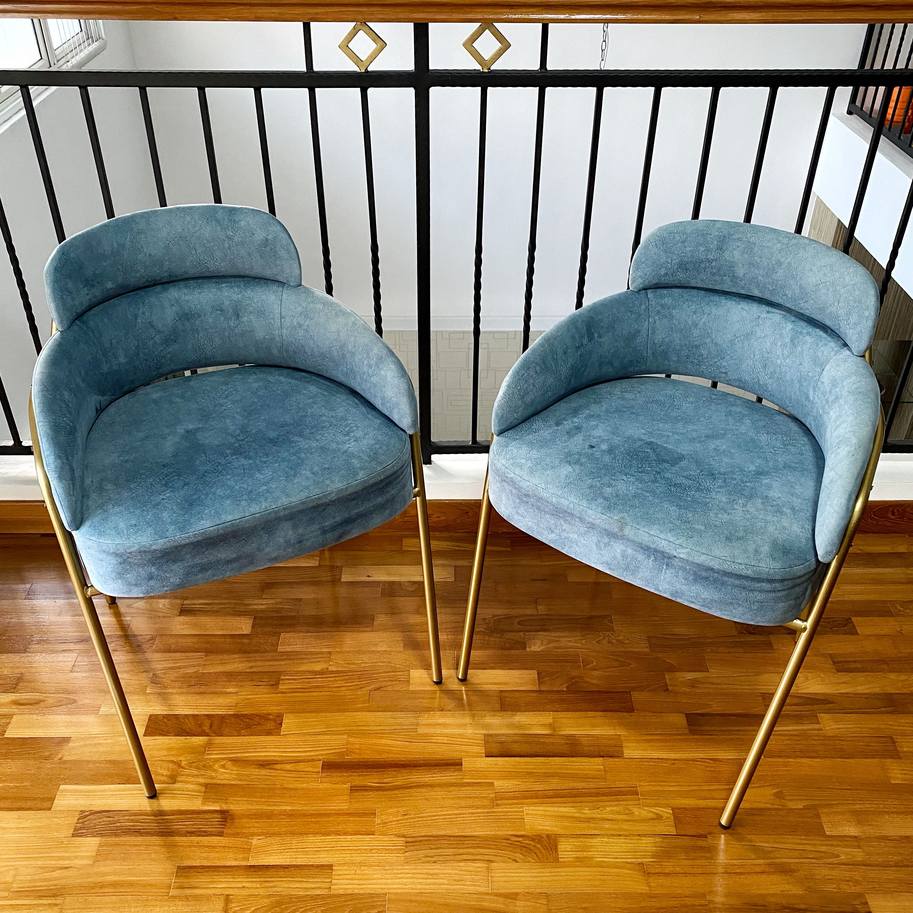 Blue Suede Chairs Furniture Home Living Furniture Chairs on Carousell