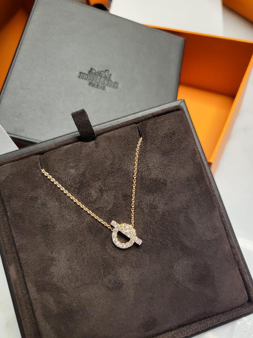 Brand New Authentic Hermes Finesse Necklace Rose Gold Women s