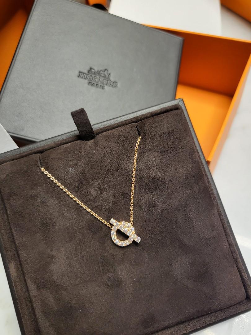 Hermes Finesse Pendant/Necklace Rose Gold Diamonds